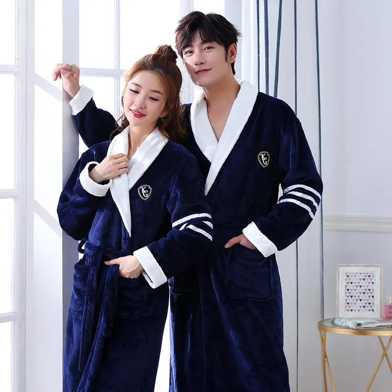 Warm Flannel Soft Gown For Couple - E500