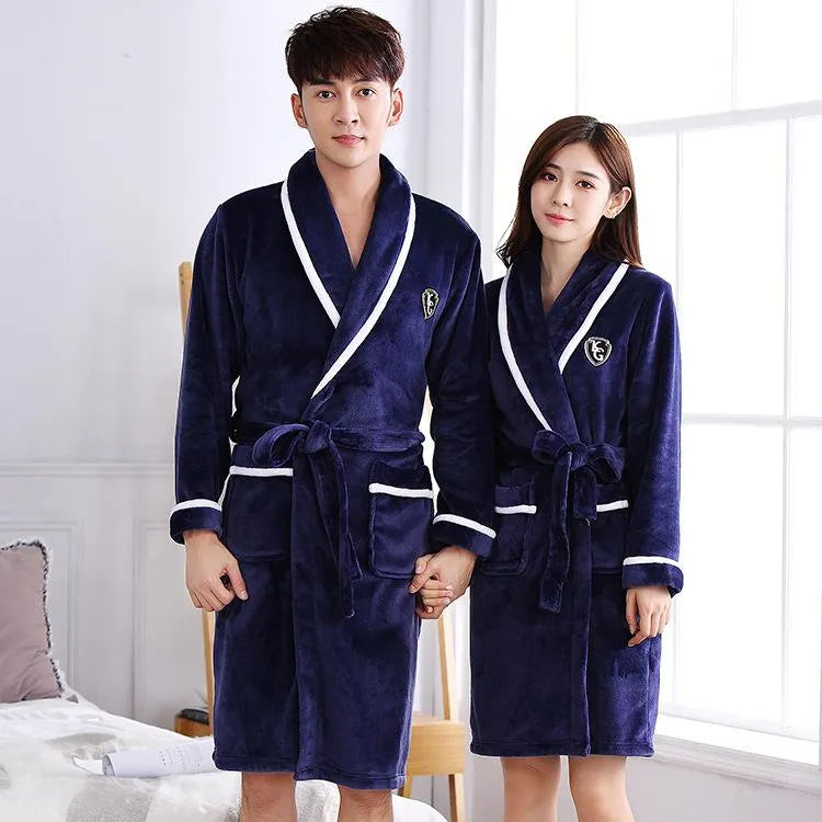 Warm Flannel Soft Gown For Couple - E500