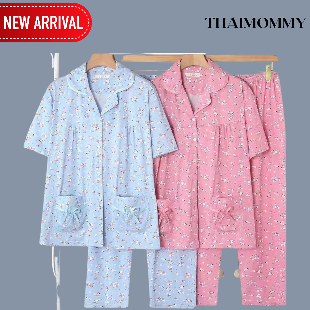 Summer Floral Night Dress Pajama with Pocket - 7008