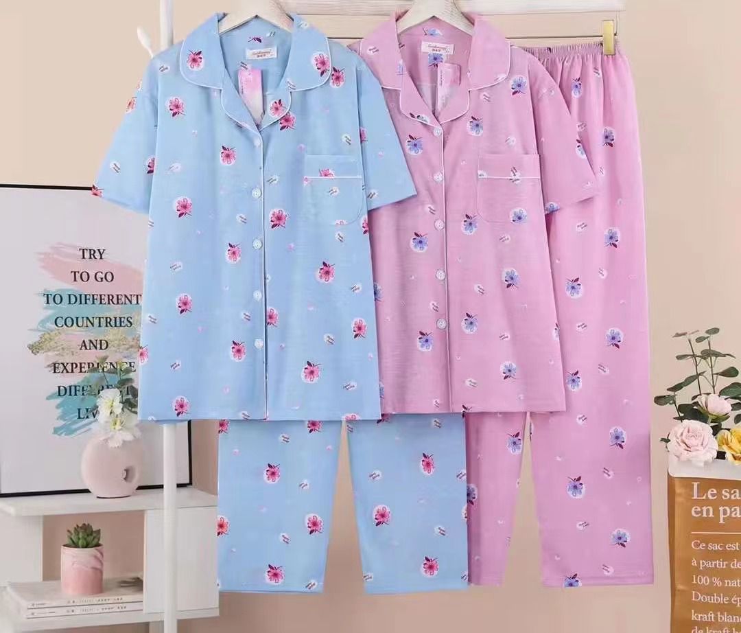 Summer Breathable Cotton Night Dress Pajama- 7001